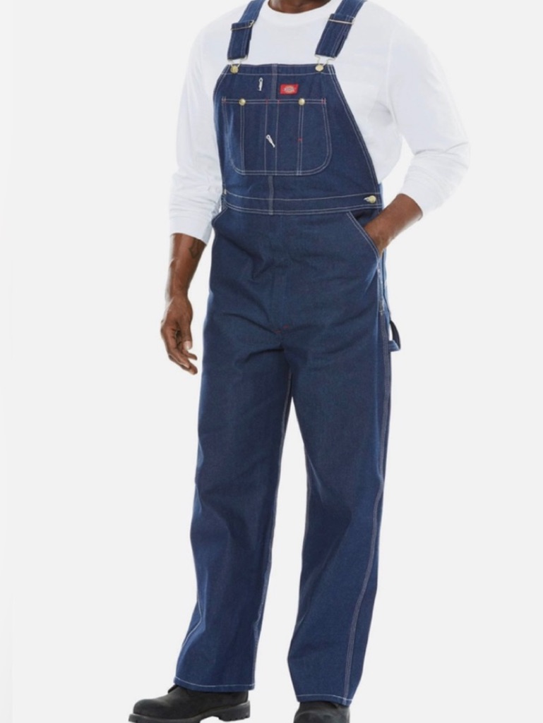 Dickies Indigo Blue Straight Overalls 38 X 36 Big Tall Bibs Denim Jeans Dark
